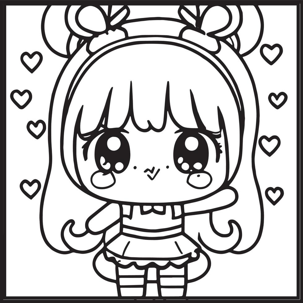 chibi para colorear vector