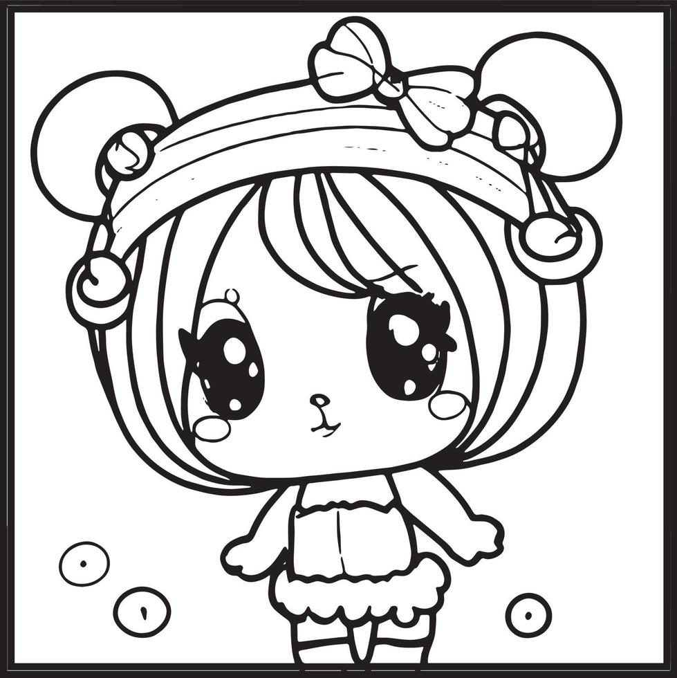 chibi para colorear vector