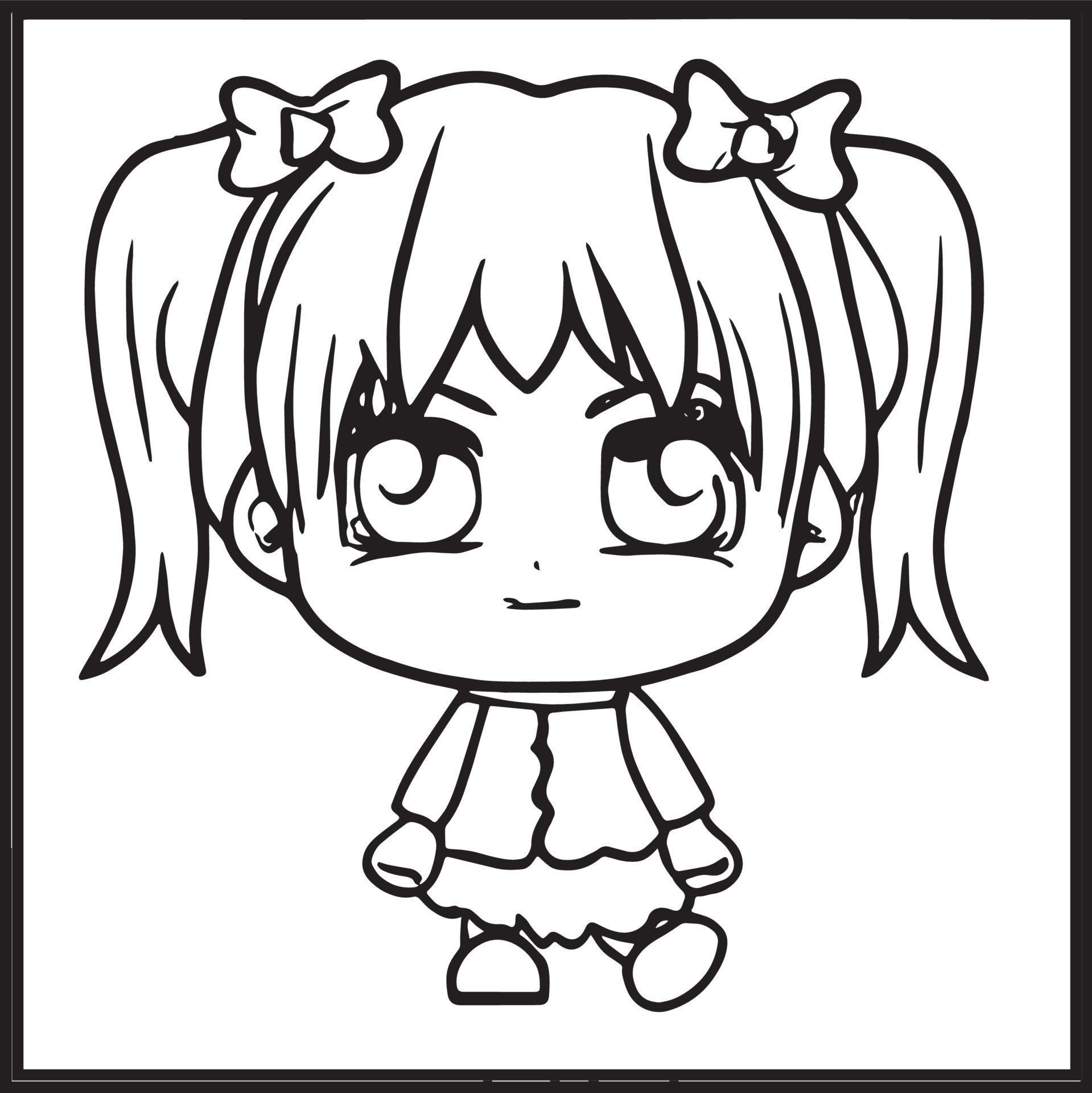 Chibi Coloring Pages 15907068 Vector Art at Vecteezy