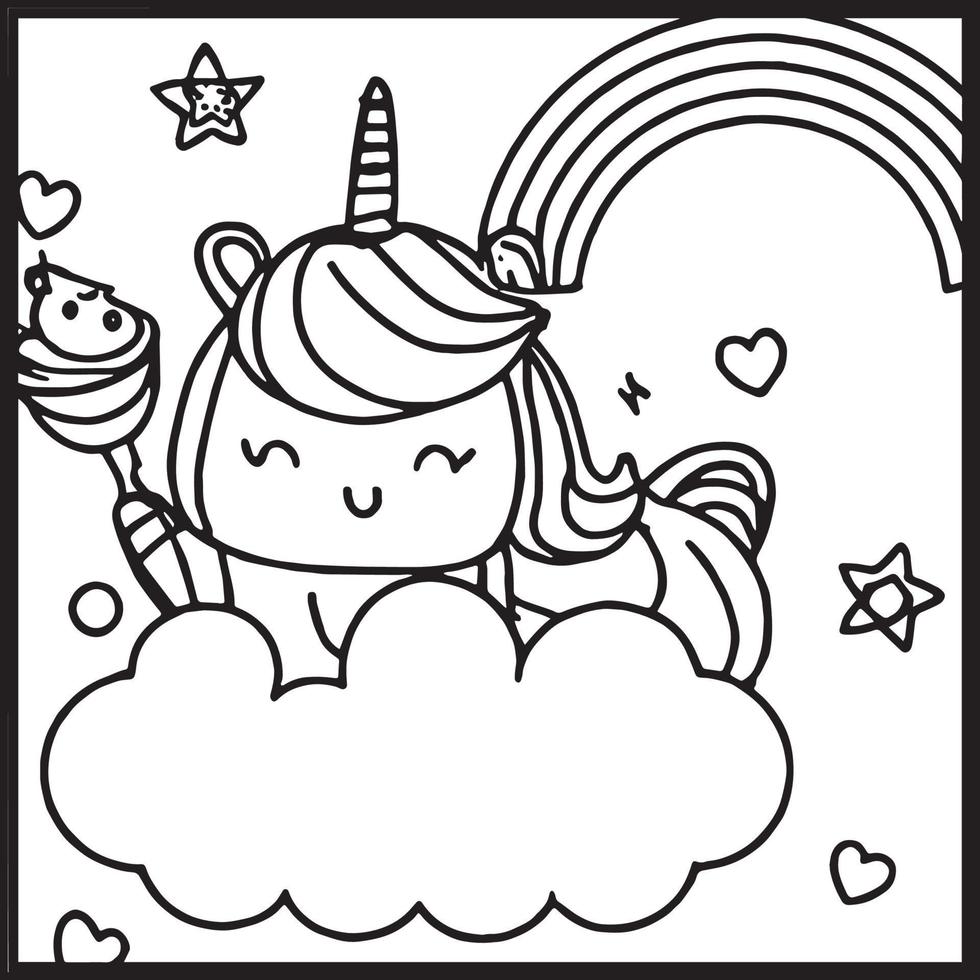 Unicorn Coloring Pages For kids vector