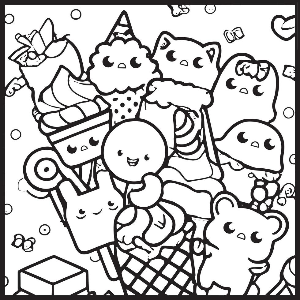 Kawaii Coloring Page For Kids vector