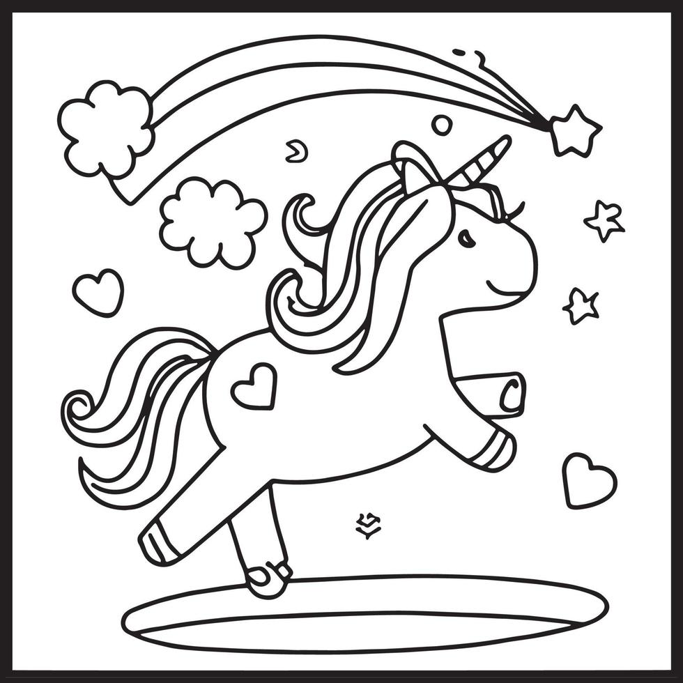 Unicornio para colorear para niños. vector