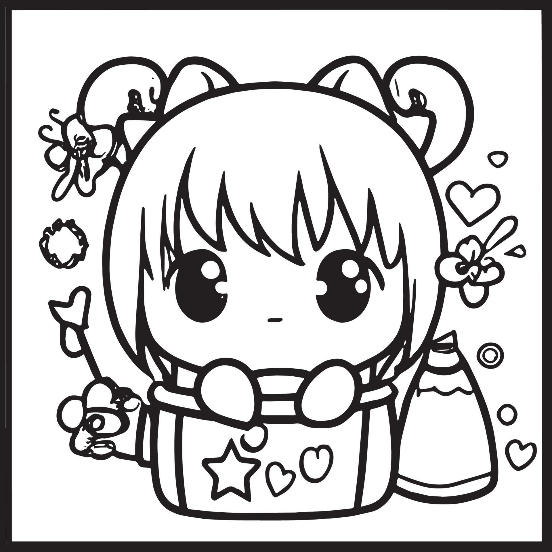 Chibi Coloring Pages 15907099 Vector Art at Vecteezy