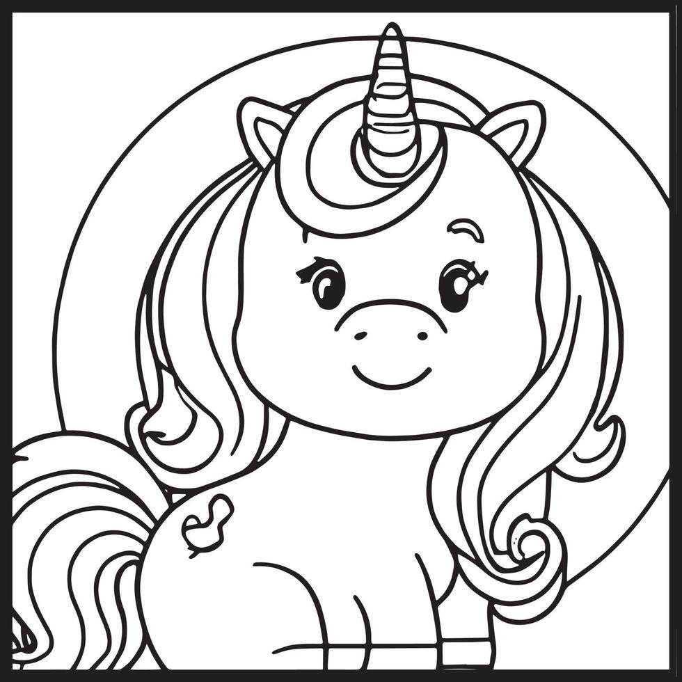 Unicornio para colorear para niños. vector