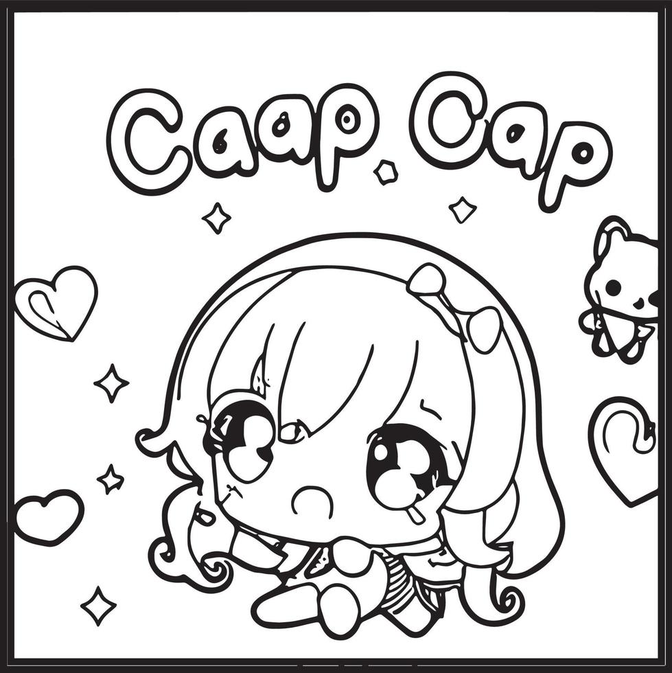 Chibi Coloring Pages 15907157 Vector Art at Vecteezy