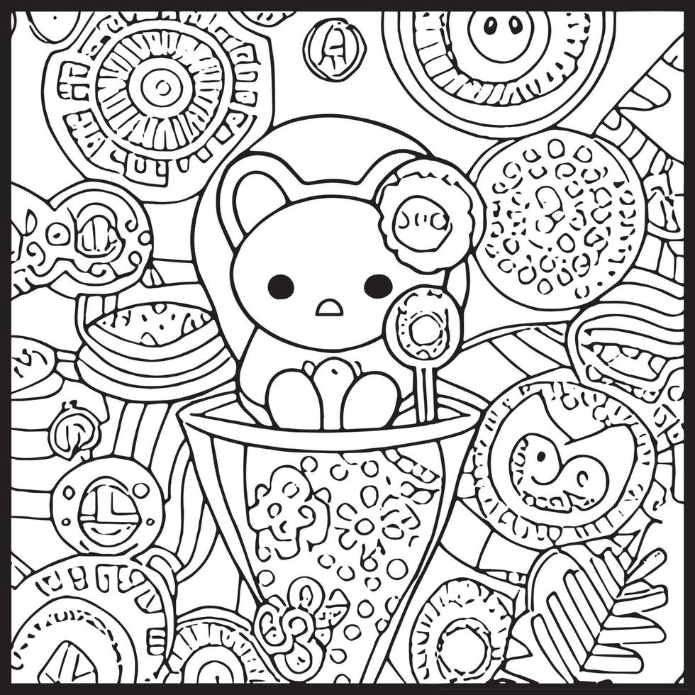 kawaii para colorear para niños vector