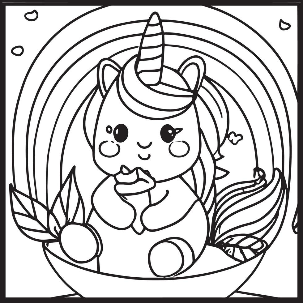 Unicorn Coloring Pages For kids vector