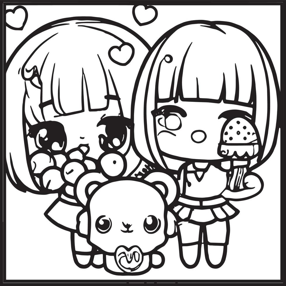 Chibi Coloring Pages vector