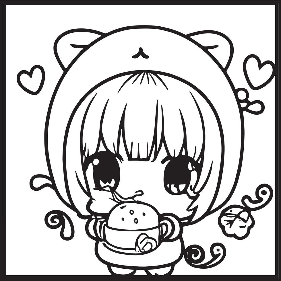 chibi para colorear vector