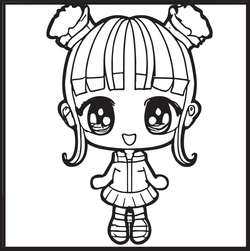 chibi para colorear vector