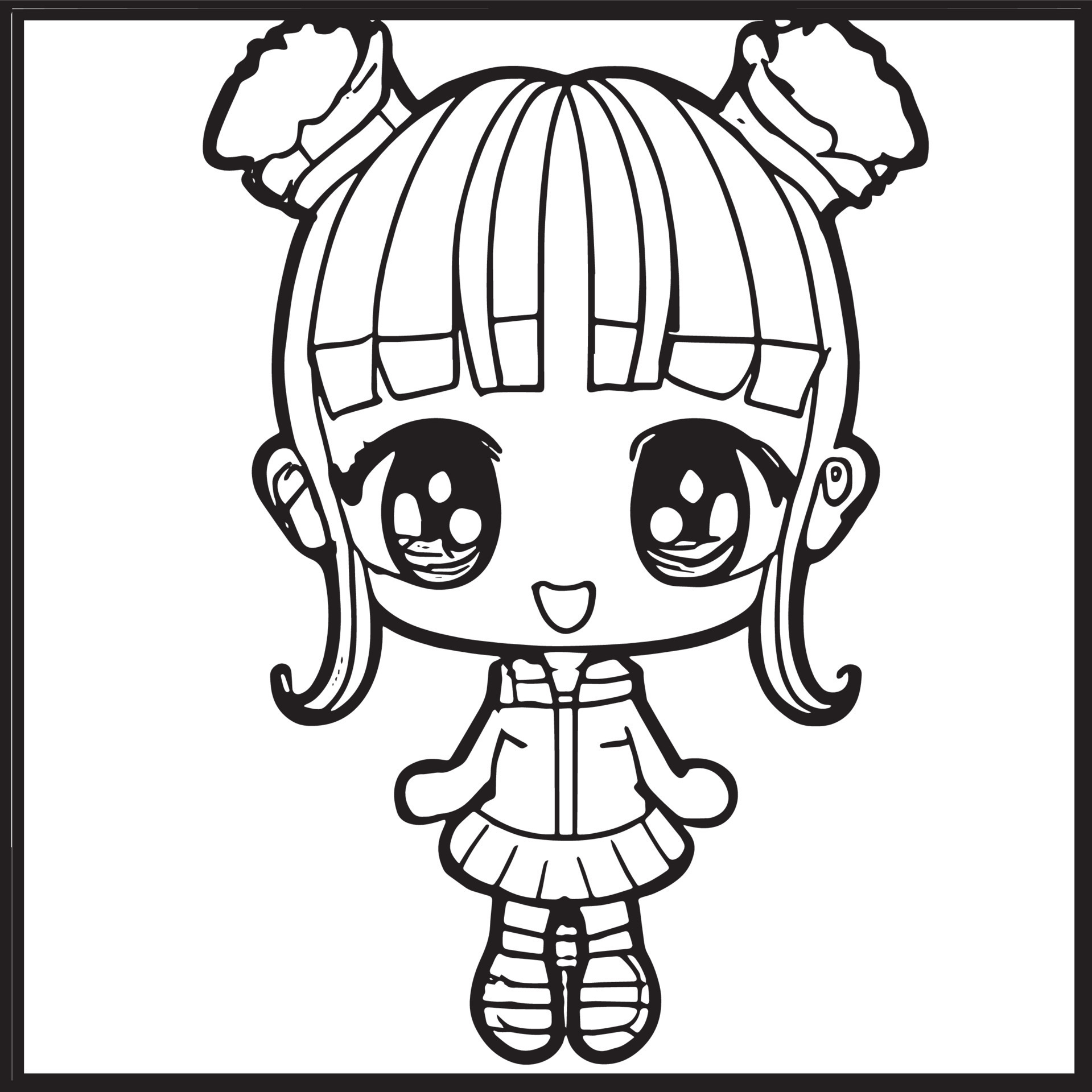 Chibi Coloring Pages 15907186 Vector Art at Vecteezy