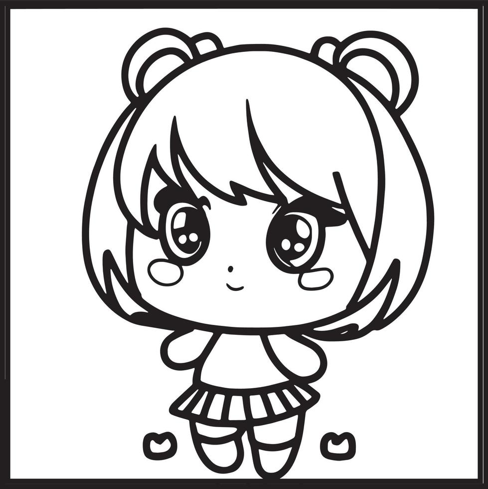 chibi para colorear vector