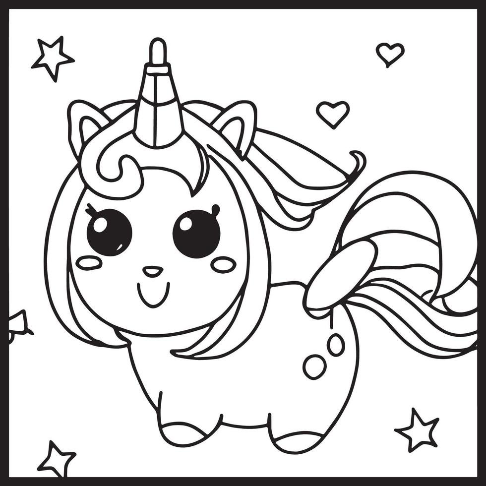 Unicornio para colorear para niños. vector