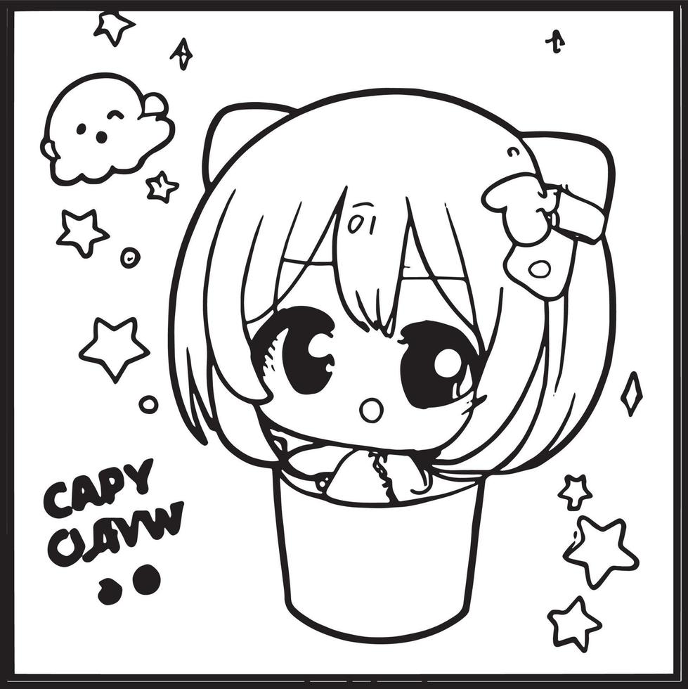 Chibi Coloring Pages 15907200 Vector Art at Vecteezy