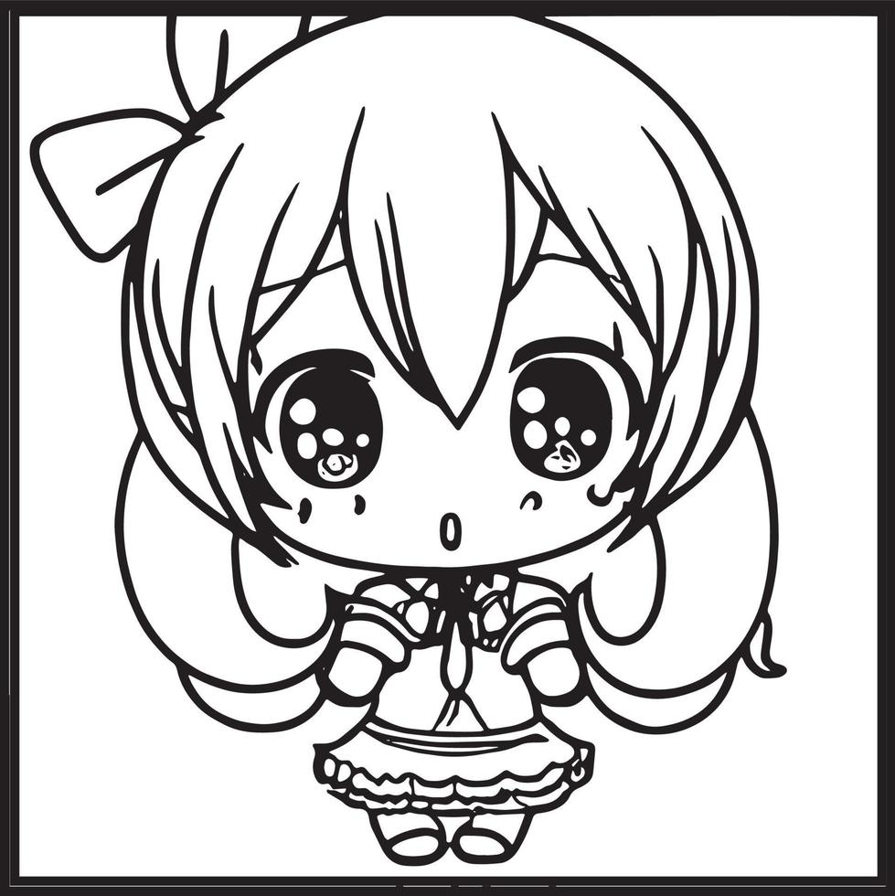 chibi para colorear vector