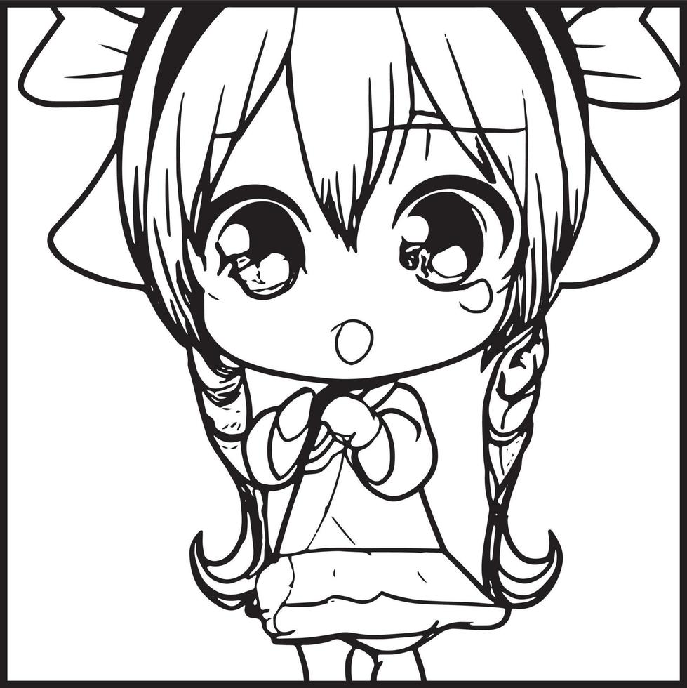 chibi para colorear vector