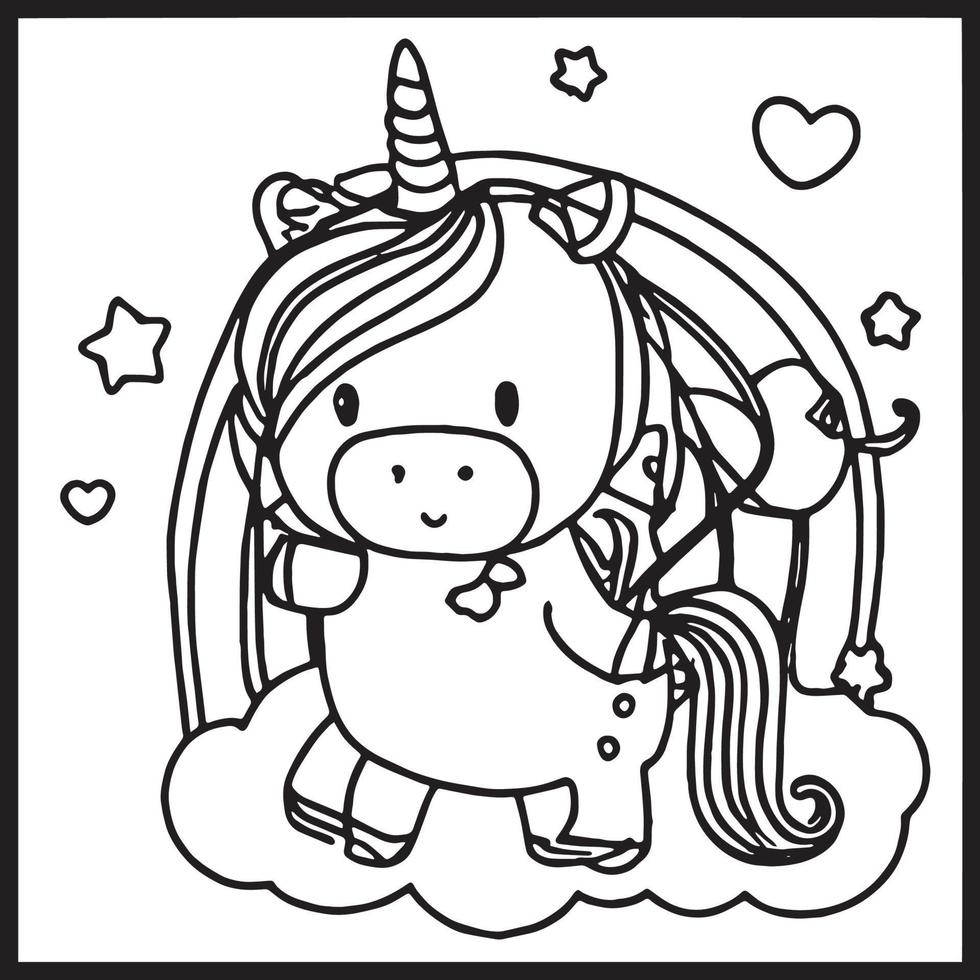 Unicornio para colorear para niños. vector