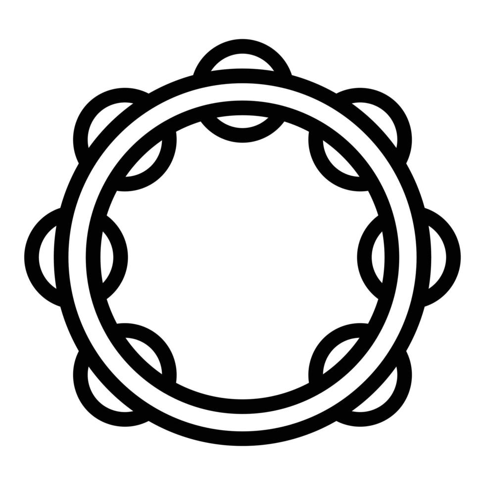 Wooden tambourine icon, outline style vector