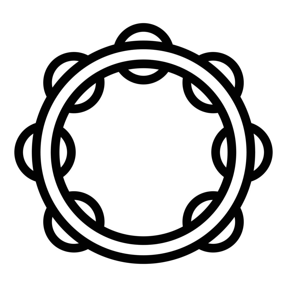 Wooden tambourine icon, outline style vector