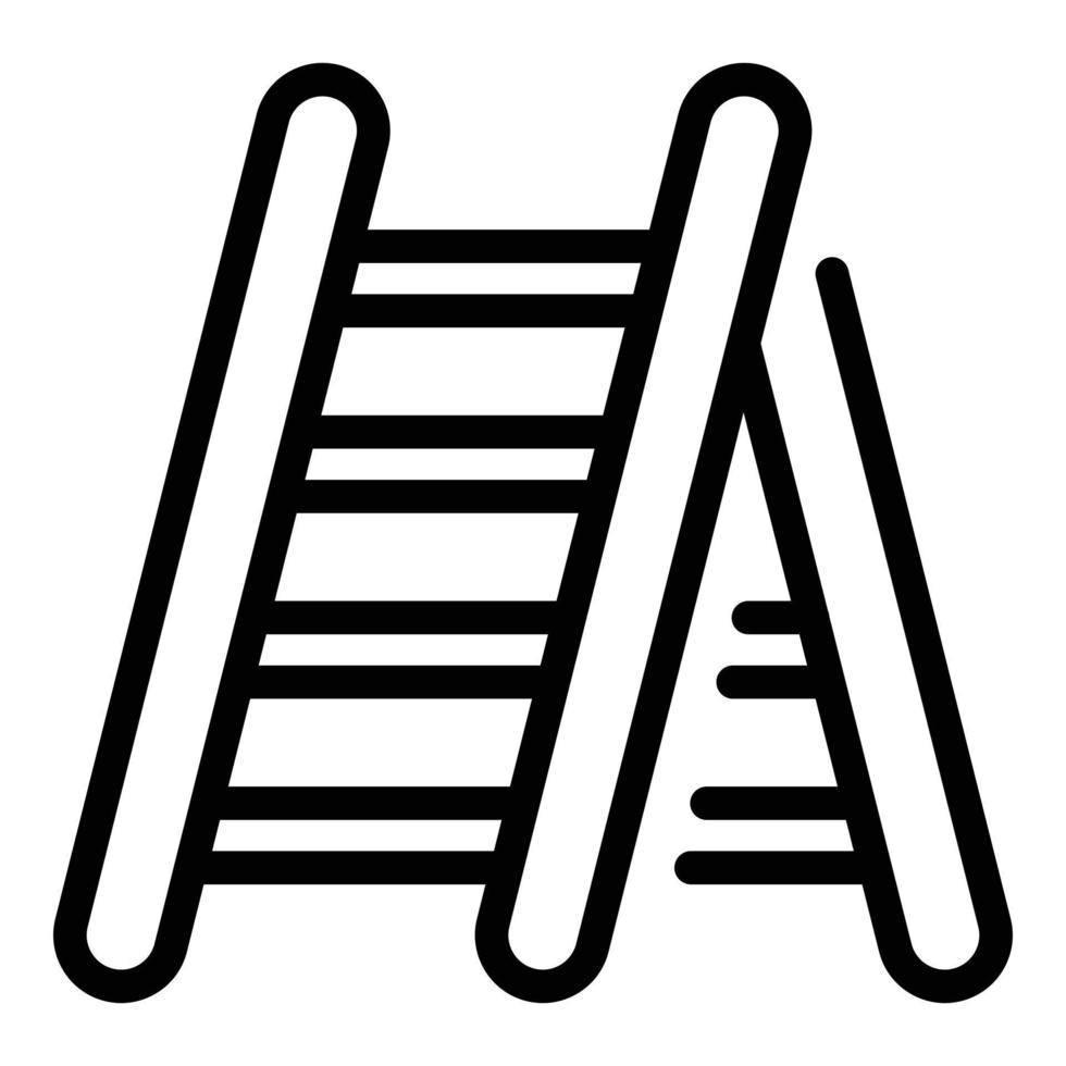 icono de escalera de trabajador, estilo de esquema vector