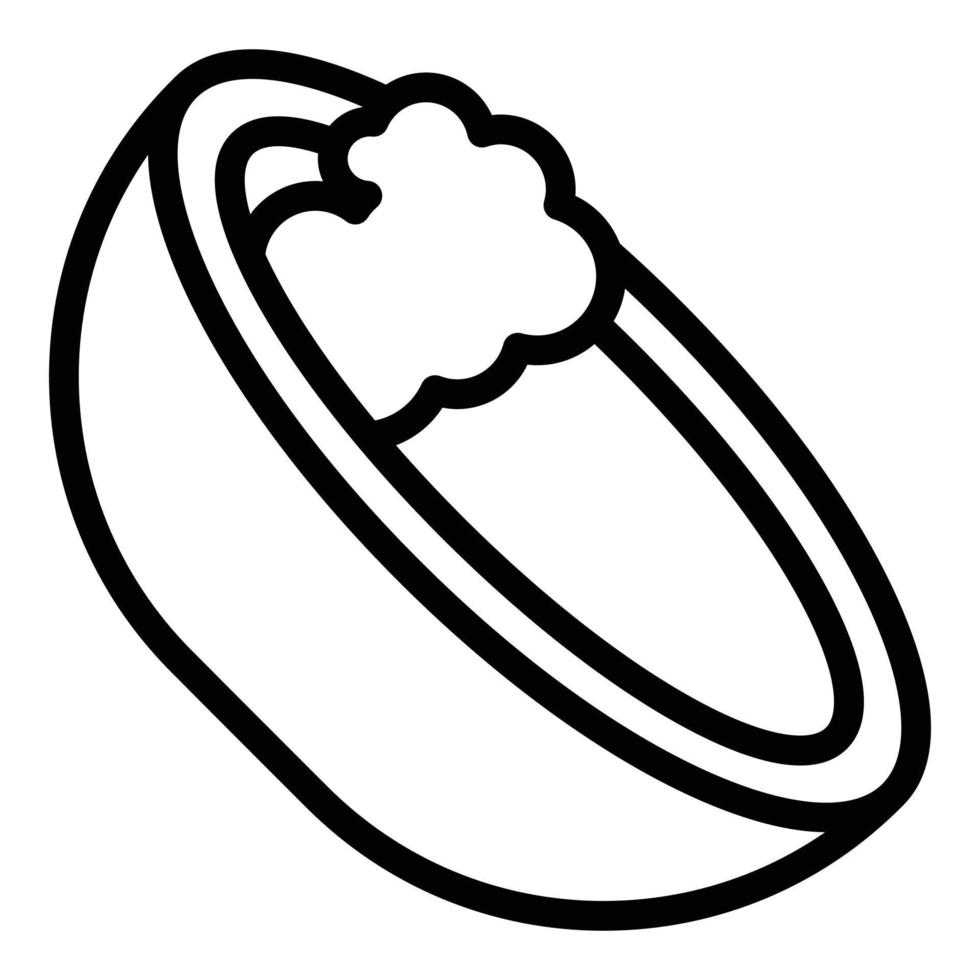 icono de pita en un tazón, estilo de esquema vector