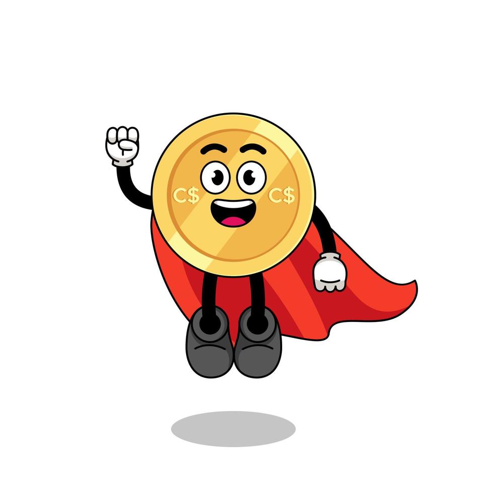 canadian dollar cartoon with flying superhero vector