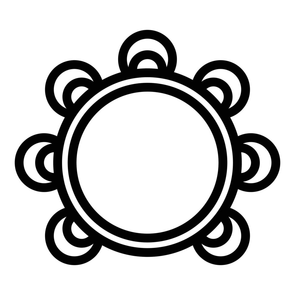 Tambourine icon, outline style vector