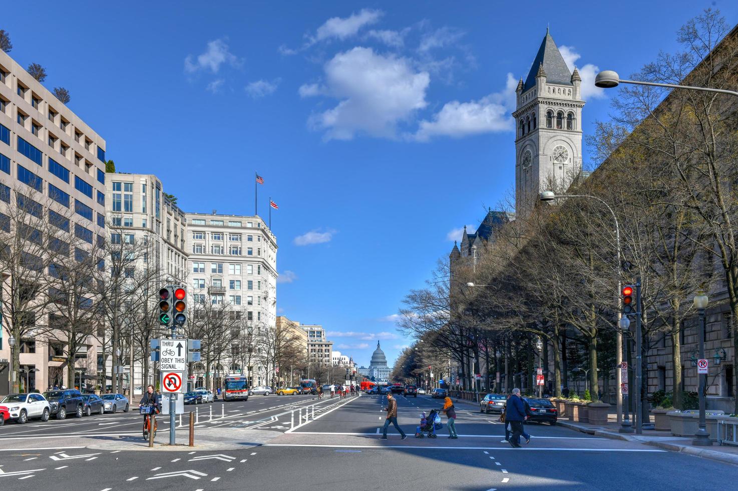 Washington, DC - April 8, 2018 -  Old Post Office building along Pennsylvania Avenue in Washington DC, United States photo