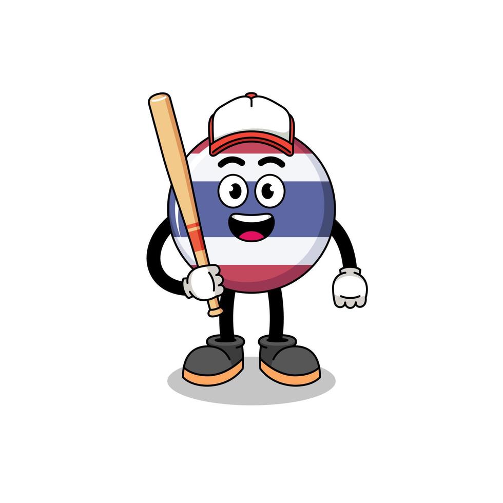 thailand flag mascot cartoon as a baseball player vector