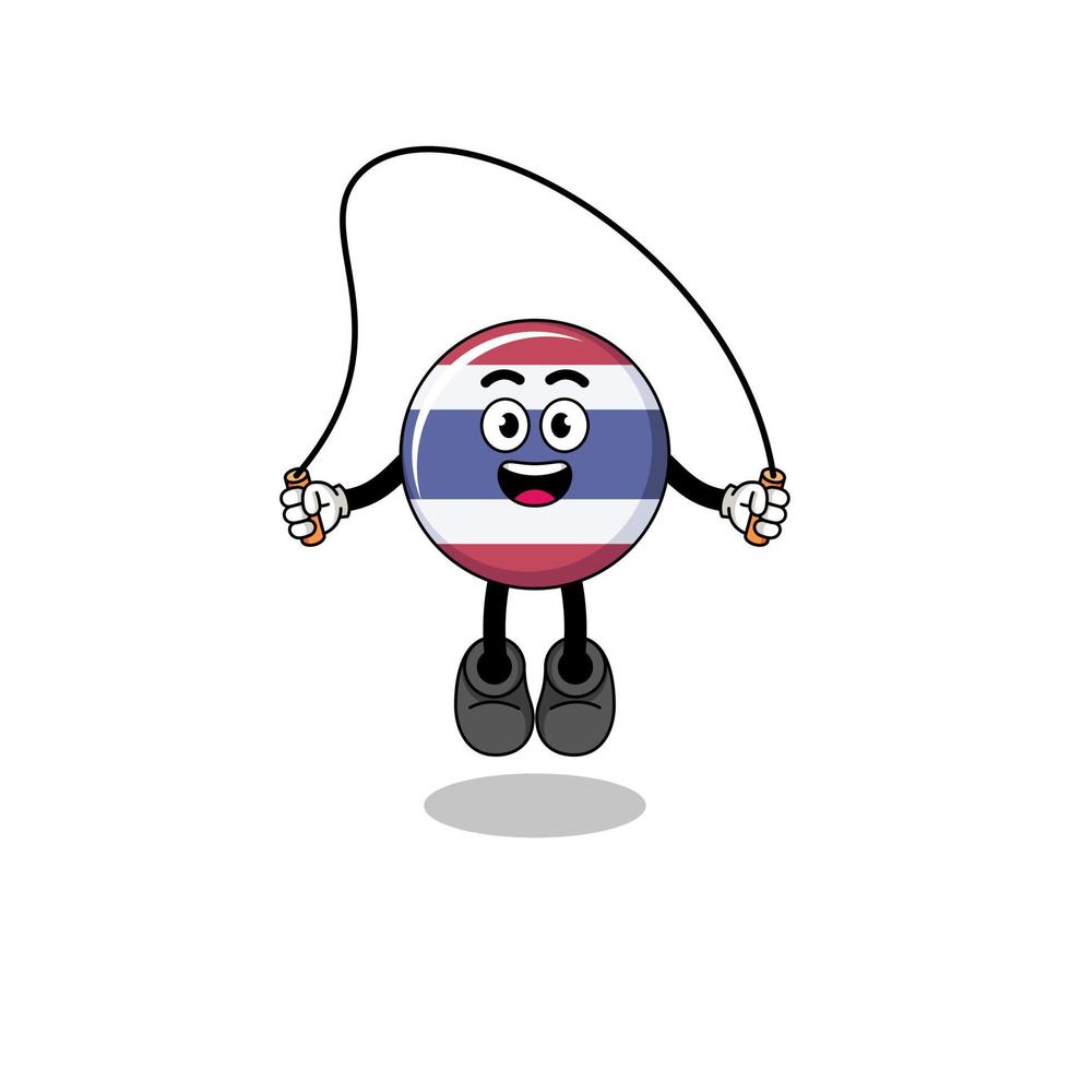 thailand flag mascot cartoon is playing skipping rope vector