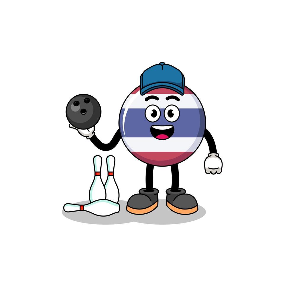 Mascot of thailand flag as a bowling player vector