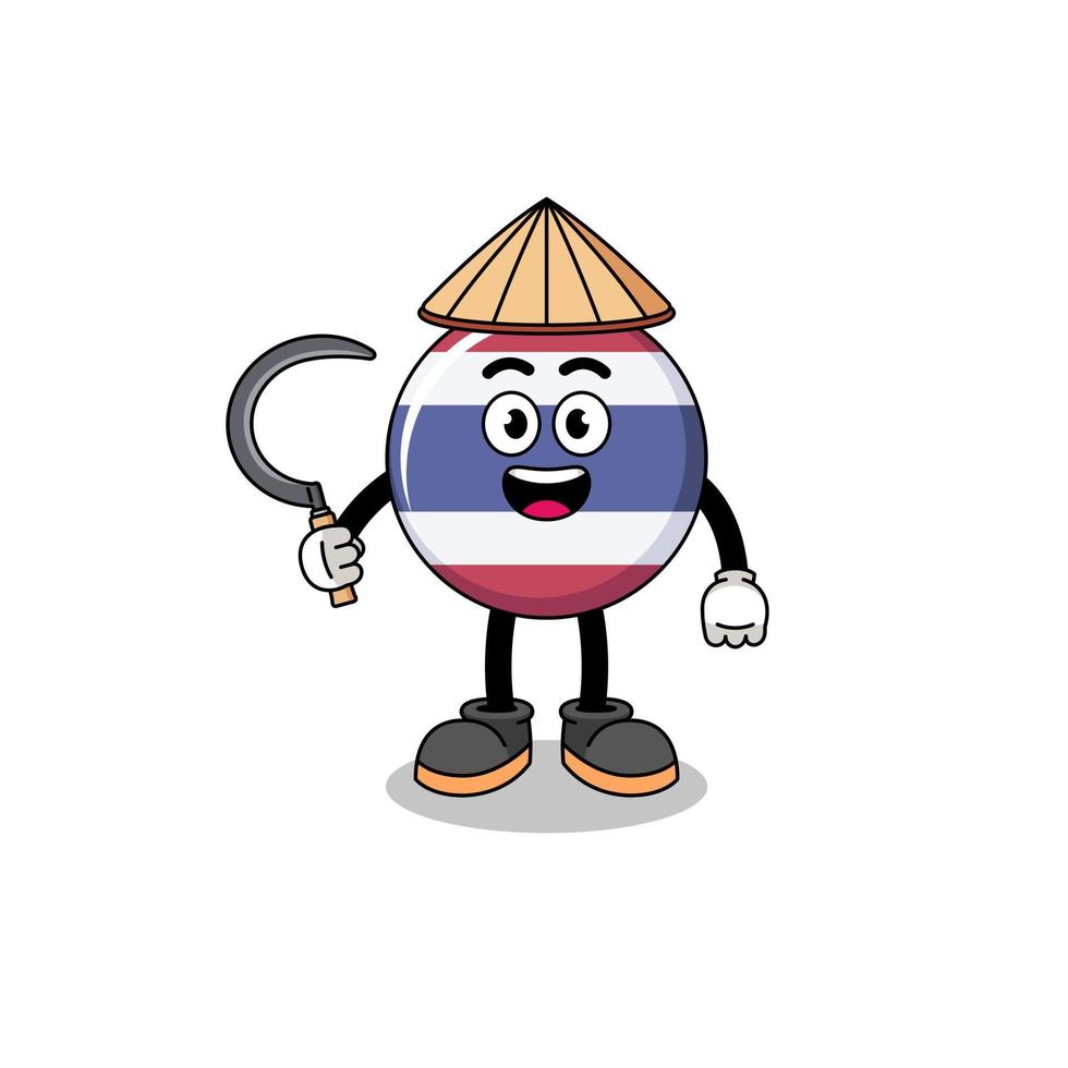 Illustration of thailand flag as an asian farmer vector