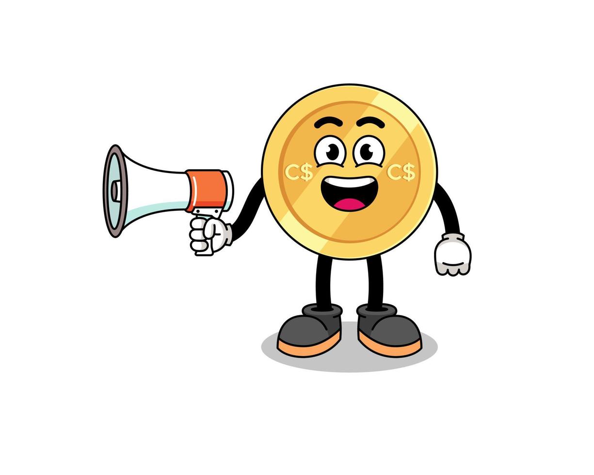 canadian dollar cartoon illustration holding megaphone vector