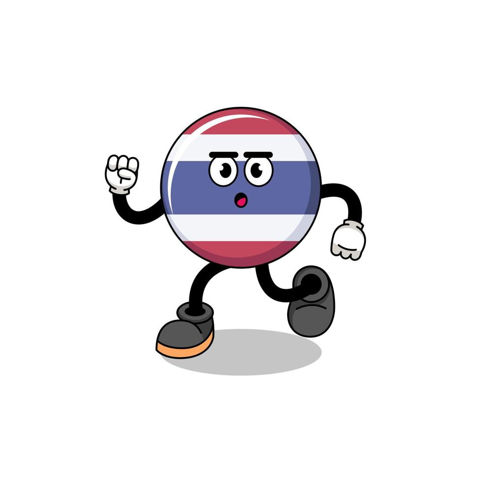 running thailand flag mascot illustration vector