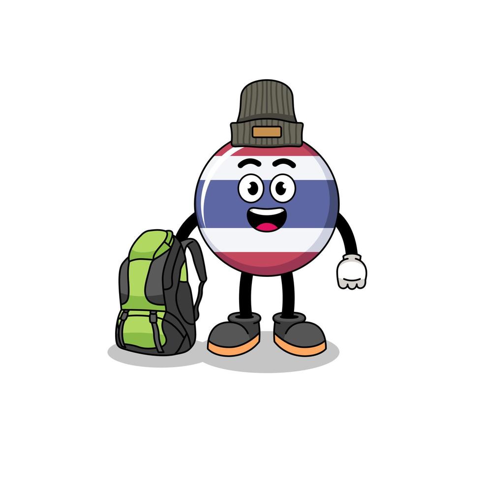 Illustration of thailand flag mascot as a hiker vector