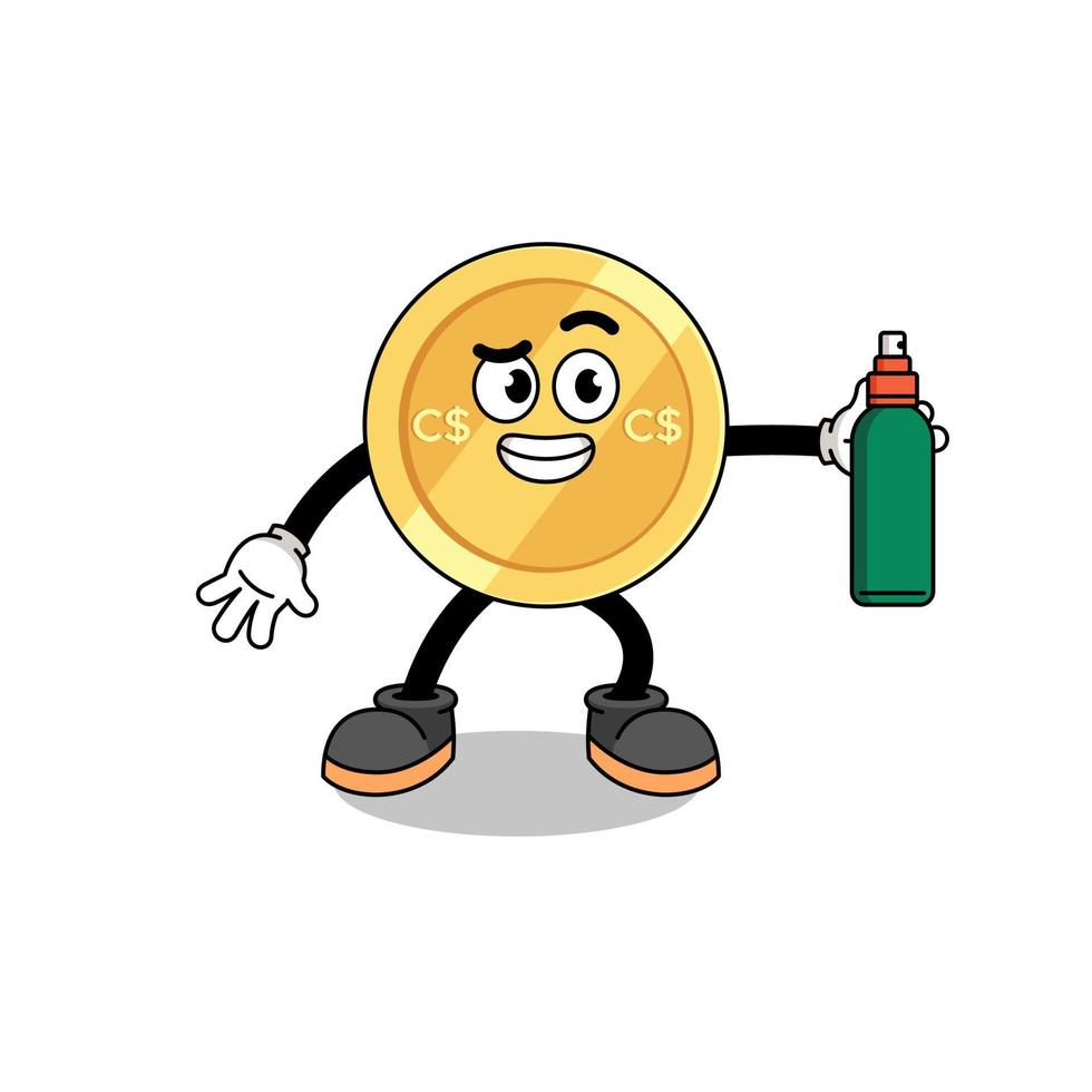 canadian dollar illustration cartoon holding mosquito repellent vector