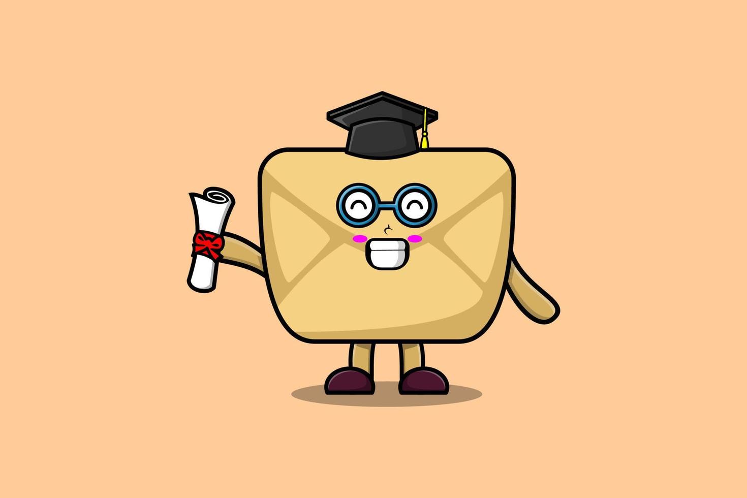 Cute cartoon Envelope student on graduation day vector
