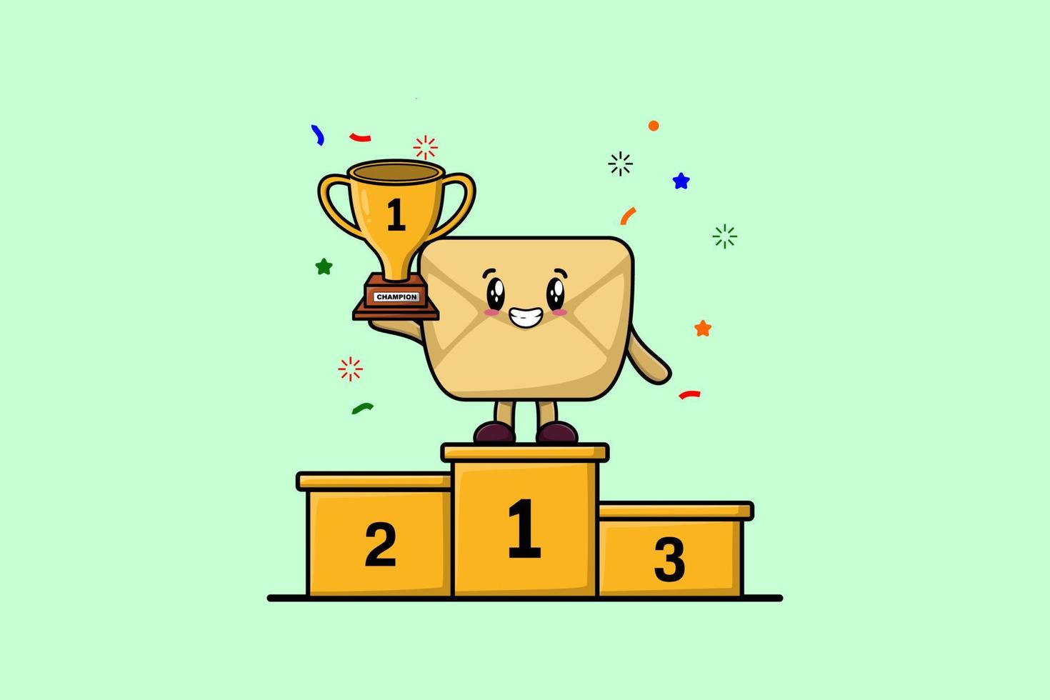 Cute cartoon Envelope character the first winner vector