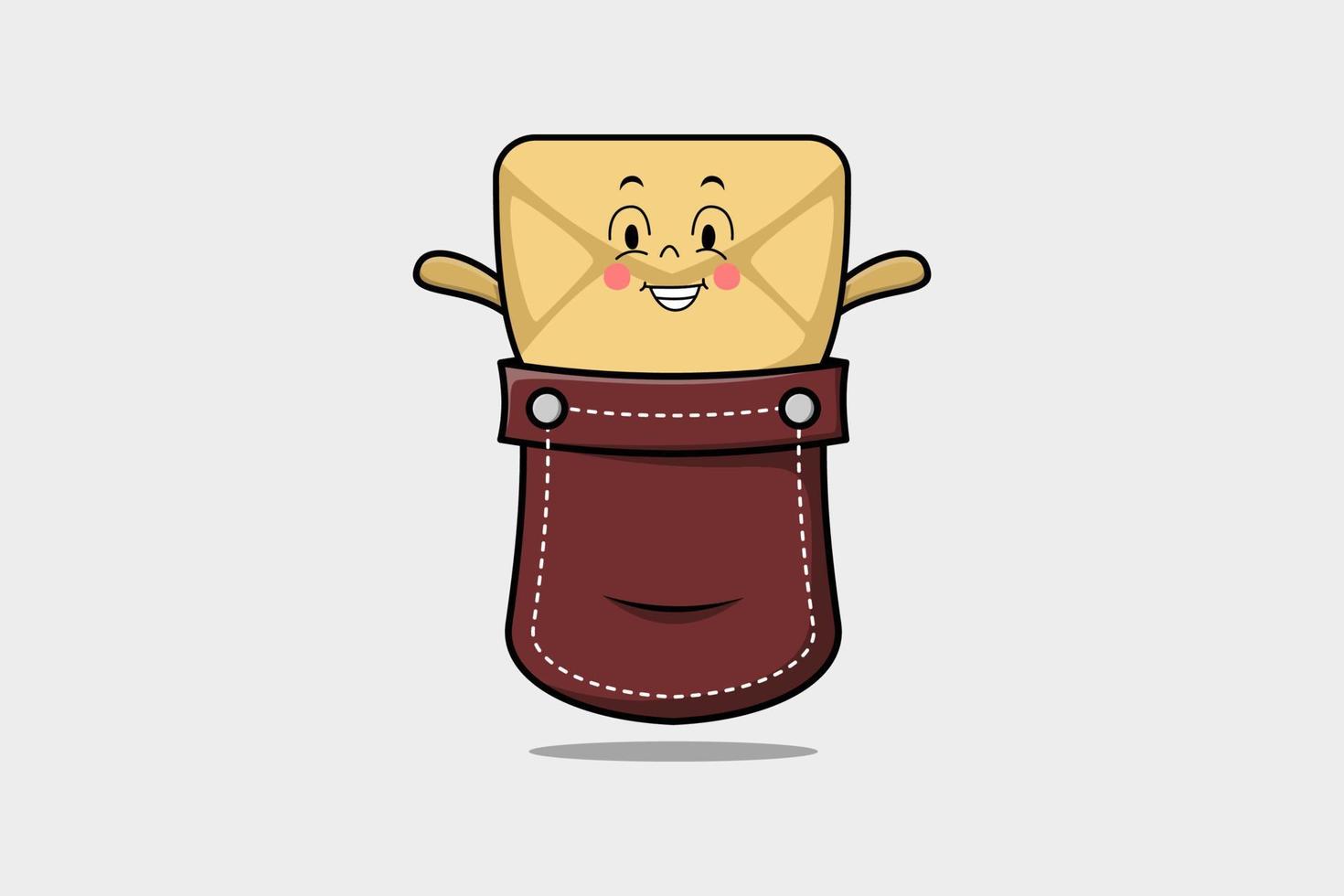 Cute cartoon Envelope character out from pocket vector