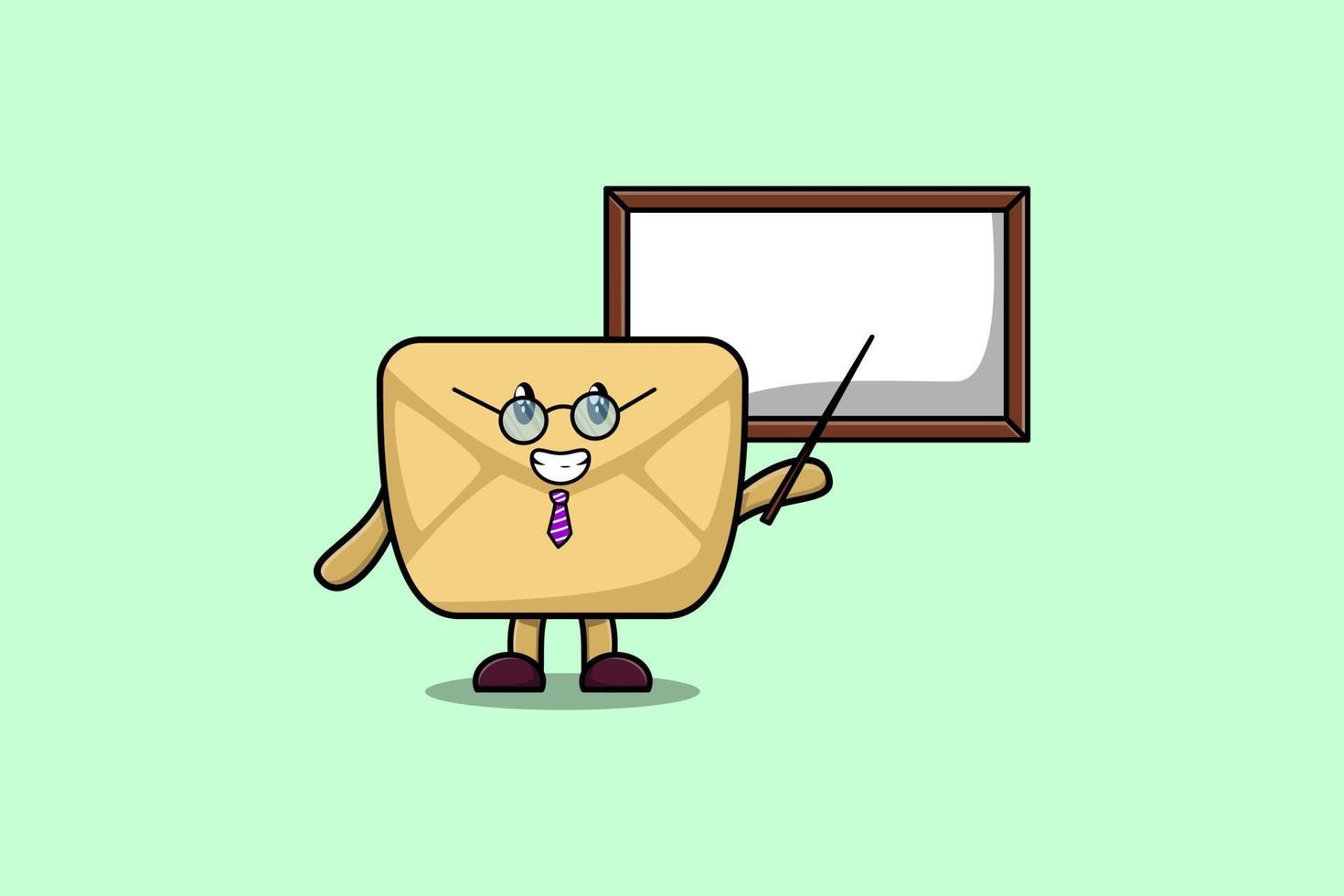 Cute cartoon Envelope teaching with whiteboard vector