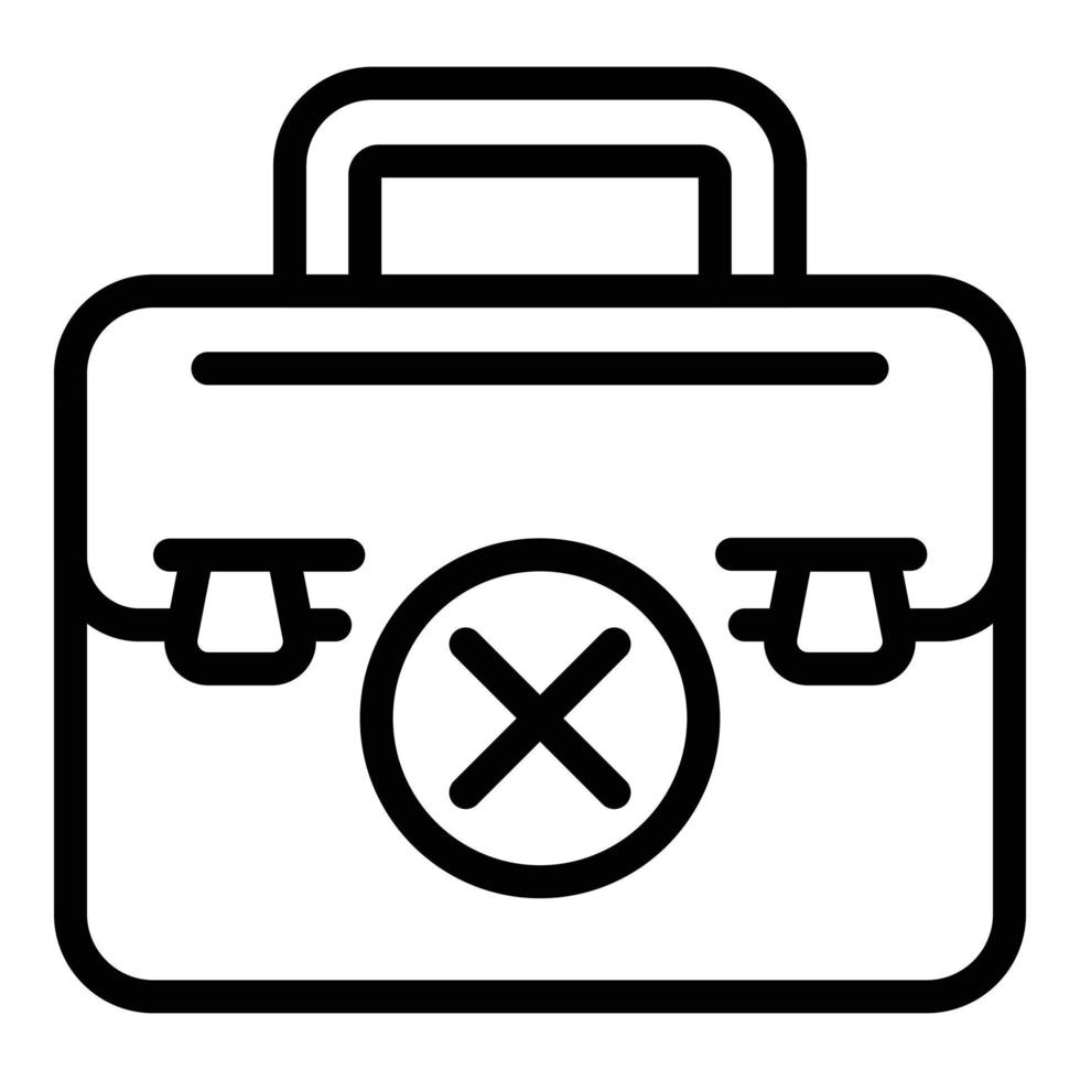 Broken briefcase icon, outline style vector