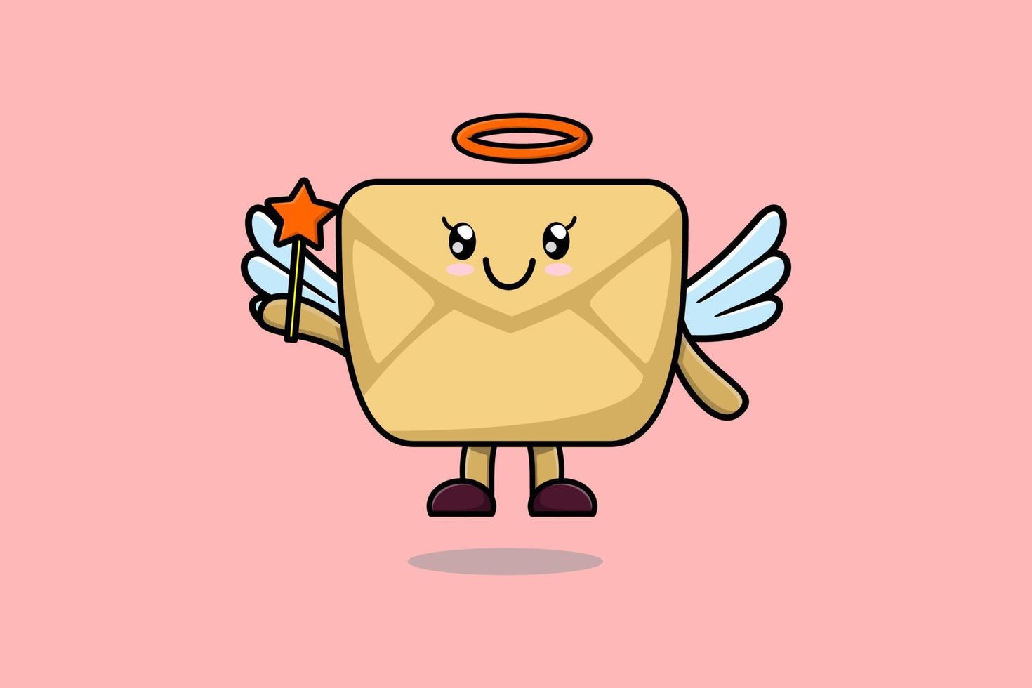 Cute Cartoon Envelope character in form of fairy vector