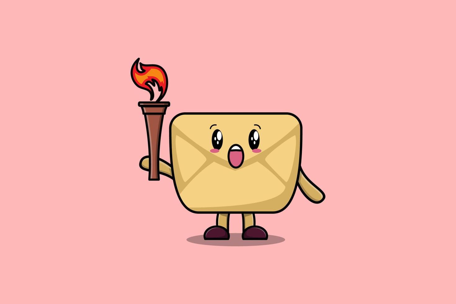 cute Envelope cartoon holding fire torch vector