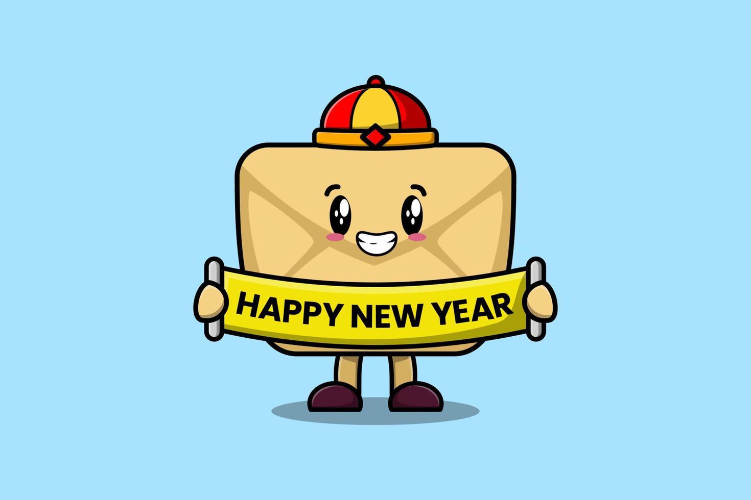 sobre de dibujos animados lindo tablero de feliz año nuevo chino vector