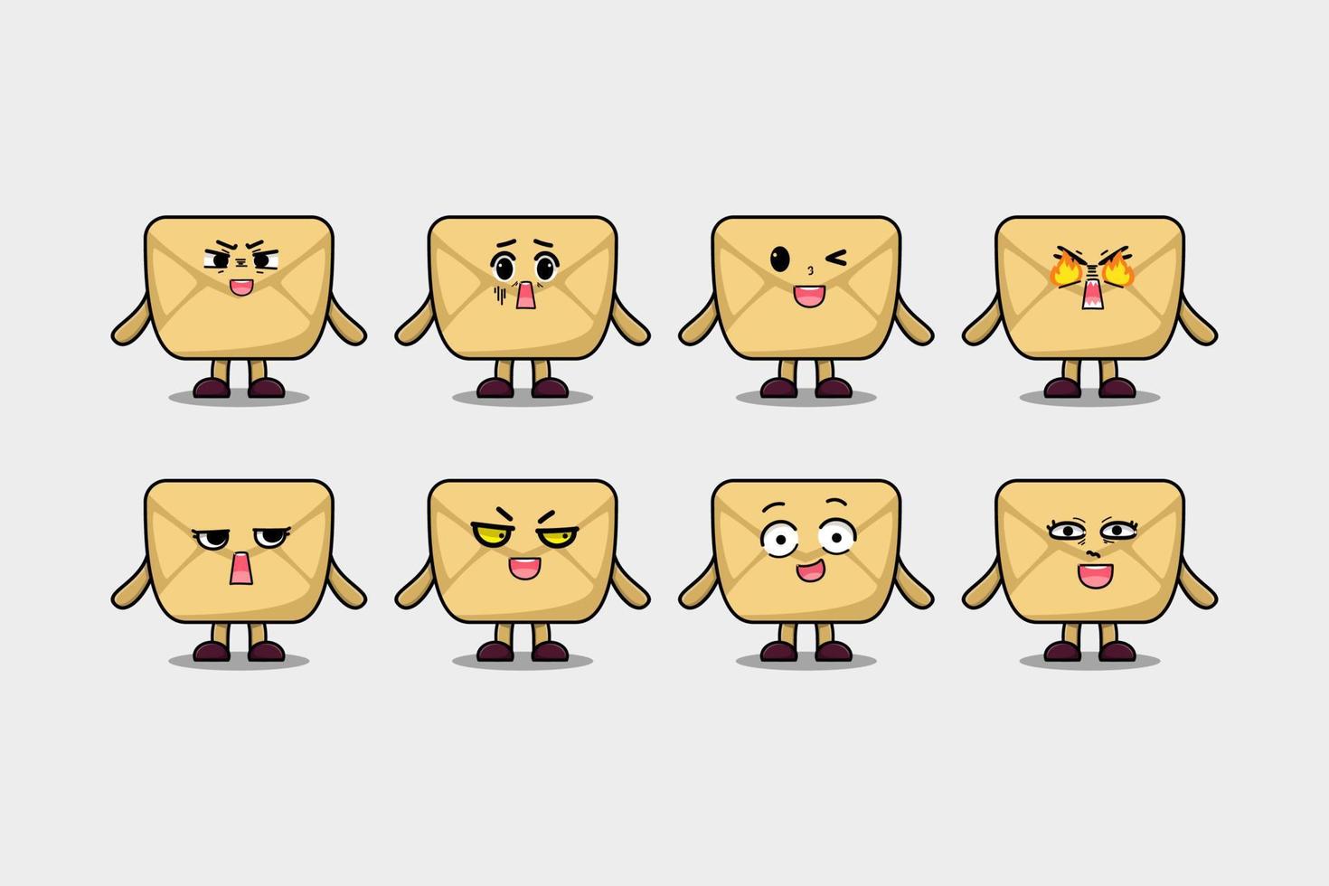 Set kawaii Envelope cartoon character expressions vector