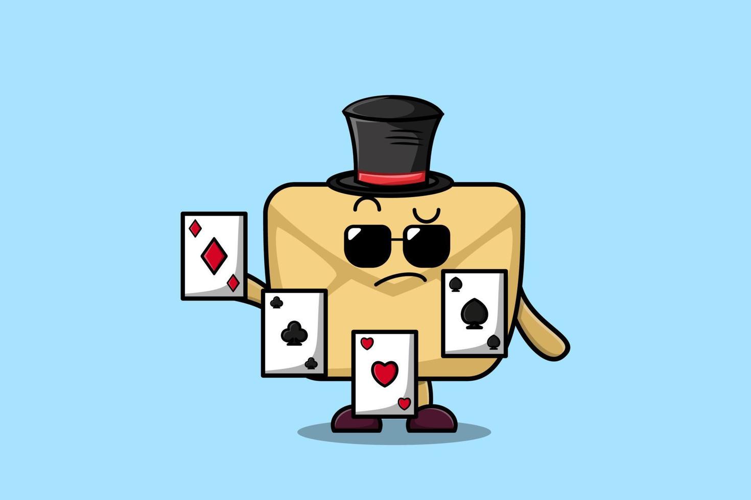 cartoon Envelope magician character with bunny vector