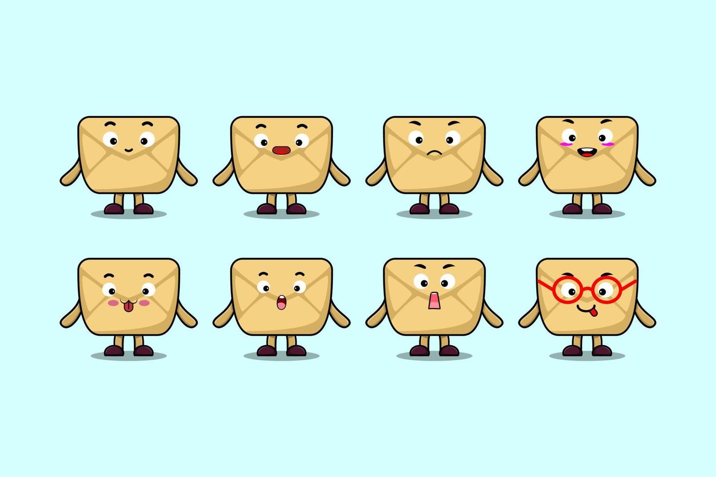 Set kawaii Envelope cartoon character expressions vector