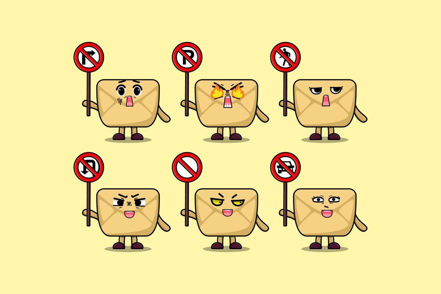 Cute Envelope cartoon character hold traffic sign vector