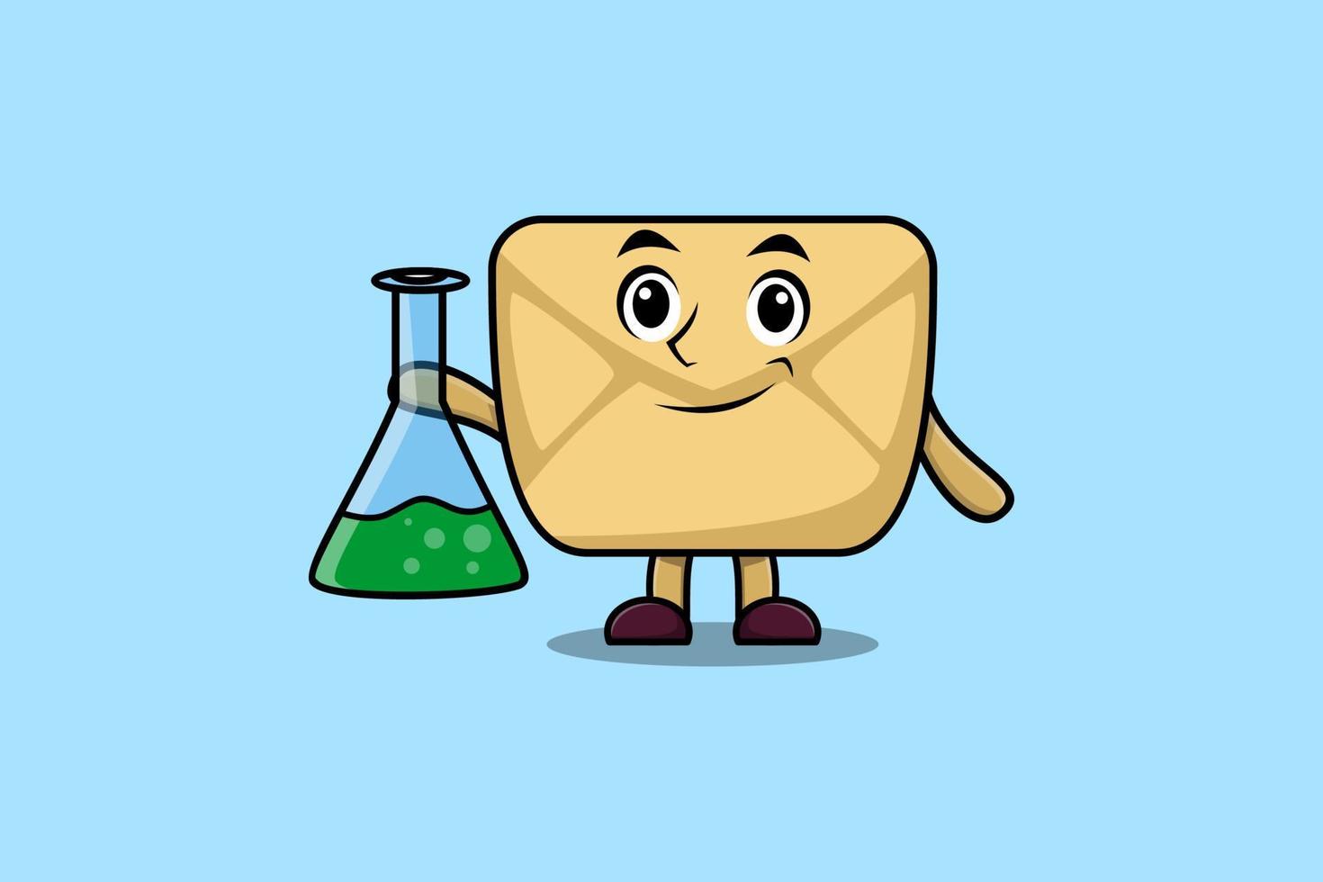 Cute cartoon mascot character Envelope scientist vector