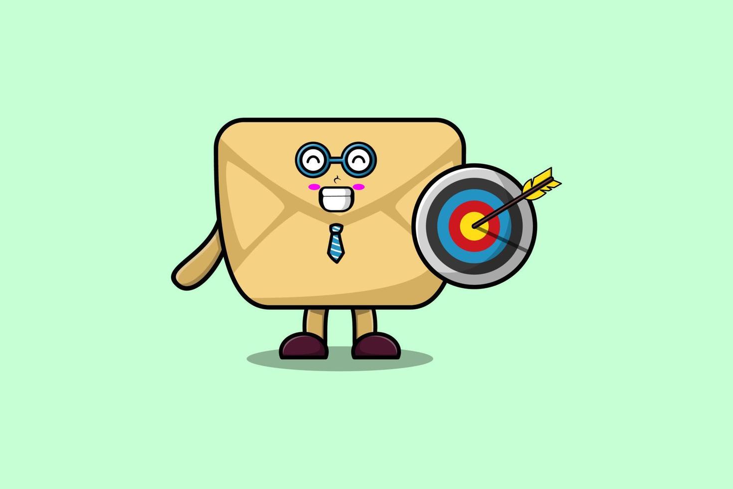 Cute cartoon Envelope businessman holding target vector